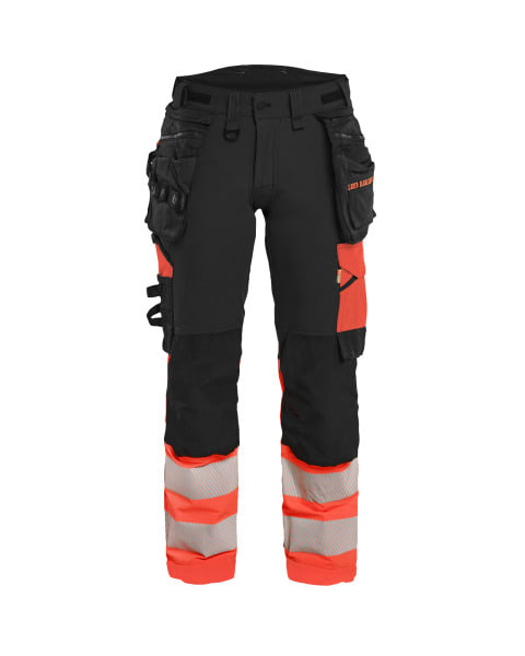 BLAKLAEDER - Damenhose High Vis 4-Wege-Stretch Schwarz/High Vis Rot D25