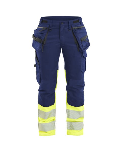 BLAKLAEDER - Damen High Vis Hose Stretch Marineblau/ High Vis Gelb C40