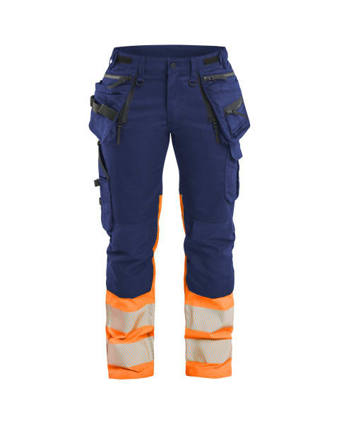 BLAKLAEDER - Damen High Vis Hose Stretch Marineblau/Orange D25