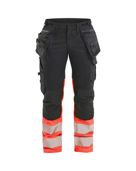 BLAKLAEDER - Damen High Vis Hose Stretch Schwarz/High Vis Rot C36