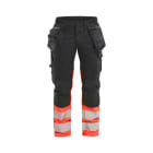 BLAKLAEDER - Damen High Vis Hose Stretch Schwarz/High Vis Rot C36