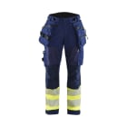 BLAKLAEDER - Damen High Vis Arbeitshose Softshell Marineblau/ High Vis Gelb C32