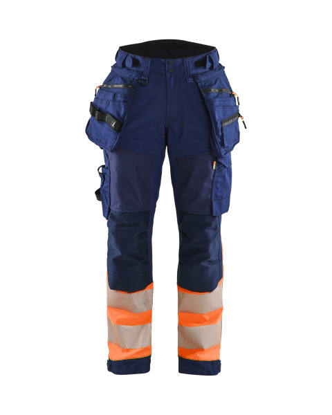 BLAKLAEDER - Damen High Vis Arbeitshose Softshell Marineblau/Orange C42