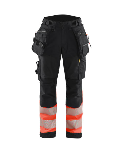 BLAKLAEDER - Damen High Vis Arbeitshose Softshell Schwarz/High Vis Rot D21
