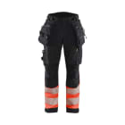 BLAKLAEDER - Damen High Vis Arbeitshose Softshell Schwarz/High Vis Rot D21
