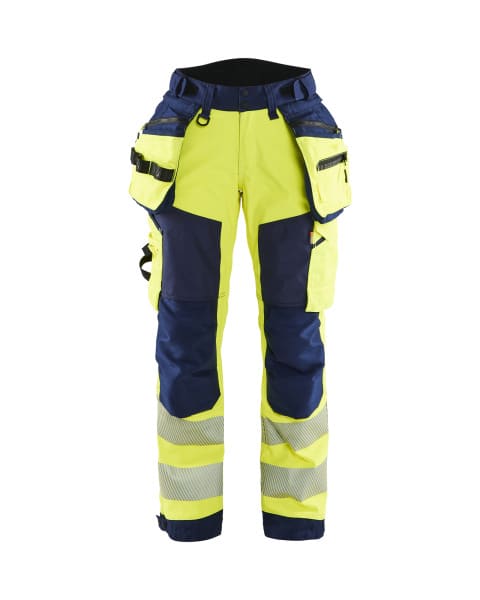 BLAKLAEDER - Damen High Vis Softshell Arbeitshose High Vis Gelb/Marineblau D21