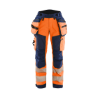 BLAKLAEDER - Damen High Vis Softshell Arbeitshose High Vis Orange/Marineblau C36