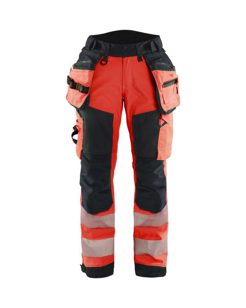 BLAKLAEDER - Damen High Vis Softshell Arbeitshose High Vis Rot/Schwarz C36