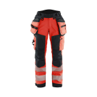 BLAKLAEDER - Damen High Vis Softshell Arbeitshose High Vis Rot/Schwarz C36