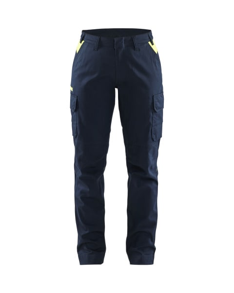 BLAKLAEDER - Damen Industrie Arbeitshose Stretch Dunkel Marineblau/High Vis Gelb D20
