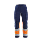 BLAKLAEDER - Damen High Vis Arbeitshose mit Stretch Marineblau/Orange D21