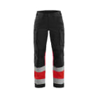 BLAKLAEDER - Damen High Vis Arbeitshose mit Stretch Schwarz/High Vis Rot C32