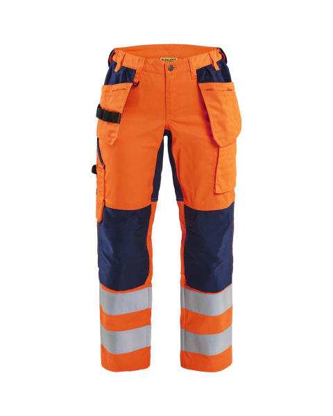 BLAKLAEDER - Damen High Vis Arbeitshose mit Stretch High Vis Orange/Marineblau C50