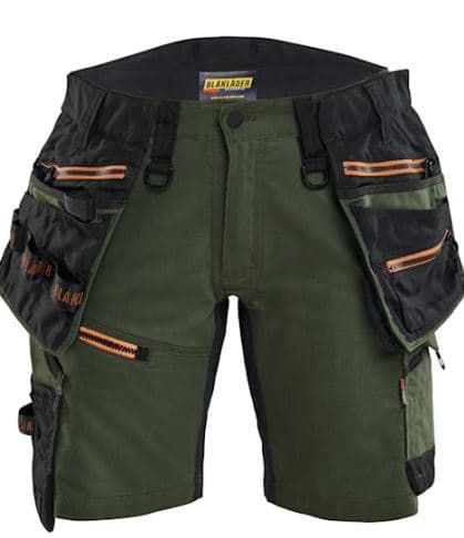 BLAKLAEDER - Damen Handwerkershorts mit Stretch Waldgrün/Rost C36
