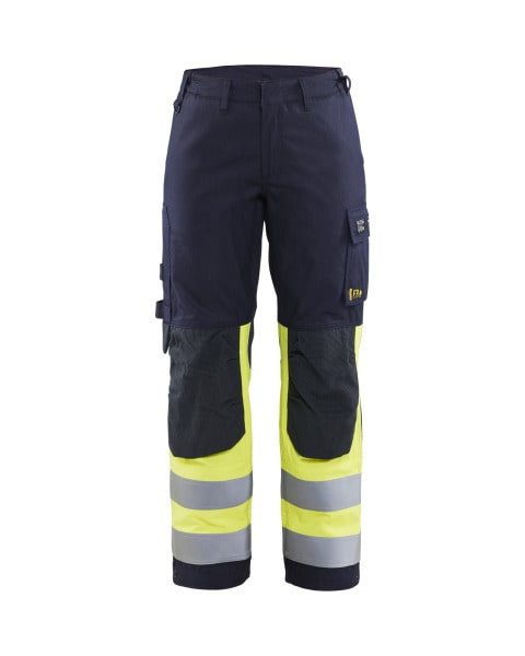 BLAKLAEDER - Damen Multinorm Arbeitshose inhärent Marineblau/ High Vis Gelb D25