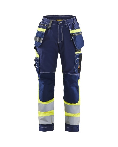 BLAKLAEDER - Damen High Vis Arbeitshose mit Stretch Marineblau/Gelb C36
