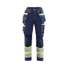 BLAKLAEDER - Damen High Vis Arbeitshose mit Stretch Marineblau/Gelb C38