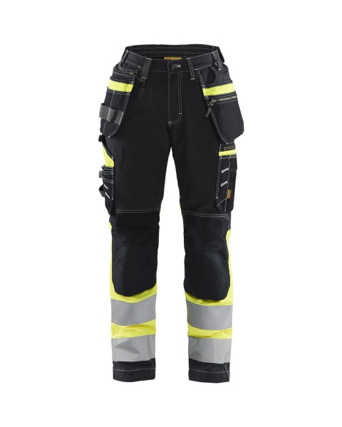 BLAKLAEDER - Damen High Vis Arbeitshose mit Stretch Schwarz/Gelb C48
