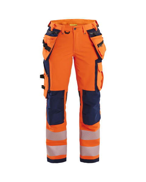 BLAKLAEDER - Damen High Vis Arbeitshose 4-Wege-Stretch High Vis Orange/Marineblau C44