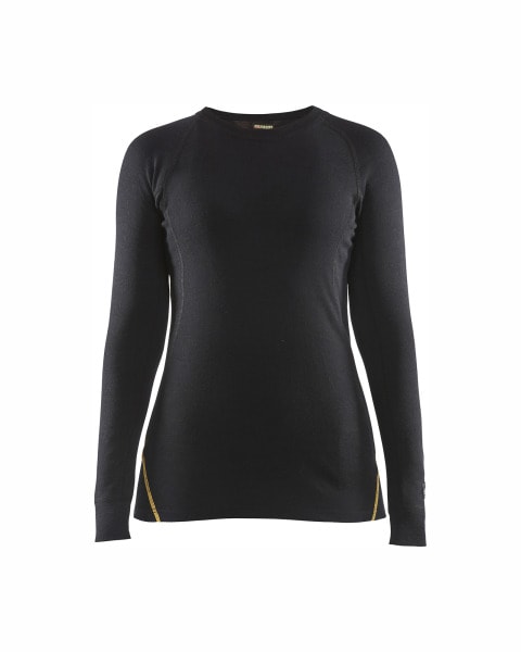 BLAKLAEDER - Damen Flammschutz Thermo-Shirt, 78% Merinowolle Schwarz L
