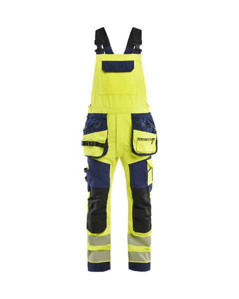 BLAKLAEDER - High Vis Latzhose 4-Wege-Stretch High Vis Gelb/Marineblau C44
