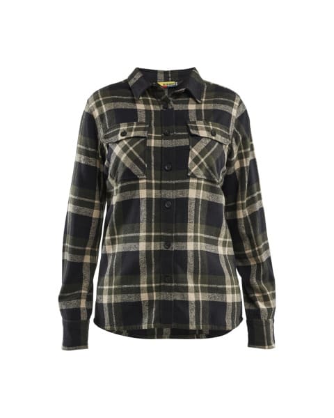 BLAKLAEDER - Flannel shirt Women Autumn Dk Green / Black XXXL