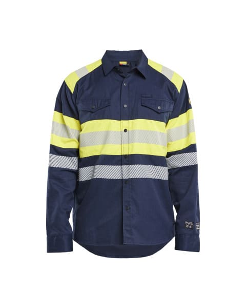 BLAKLAEDER - Multinorm Hemd Marineblau/ High Vis Gelb XS