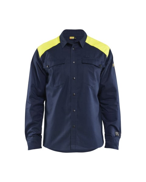 BLAKLAEDER - Flame shirt Visible Marineblau/Gelb 4XL