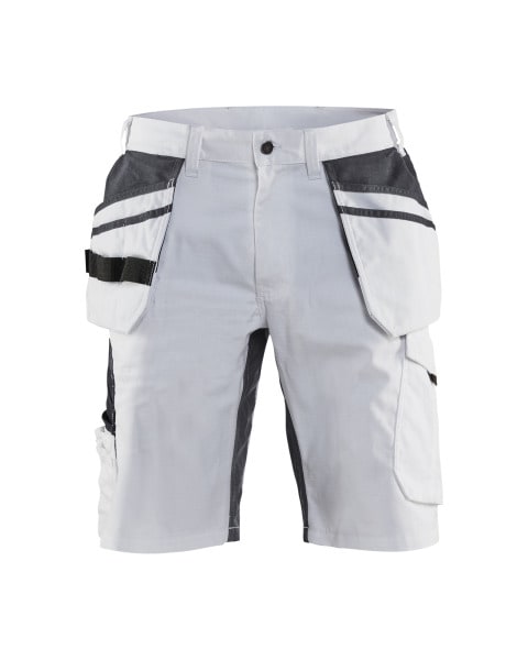 BLAKLAEDER - Maler Shorts mit Stretch Weiß/Dunkelgrau C48