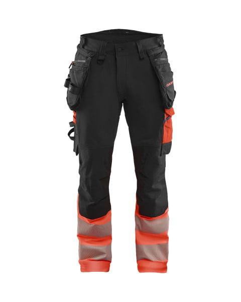BLAKLAEDER - High Vis Hose 4-Wege-Stretch Schwarz/High Vis Rot C54