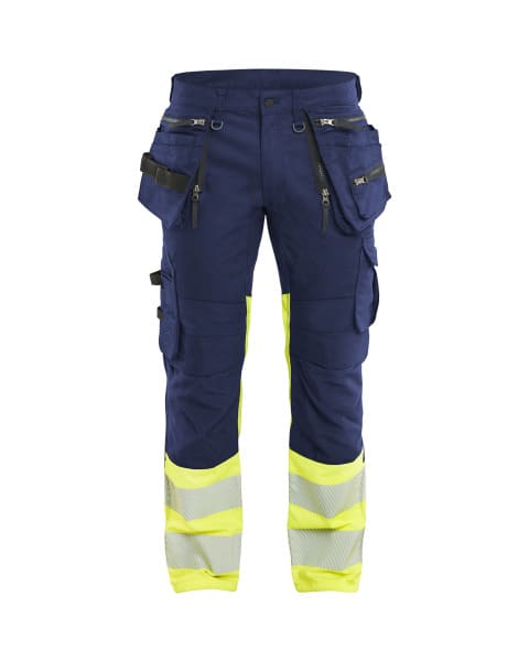 BLAKLAEDER - High Vis Hose Stretch Marineblau/ High Vis Gelb C48