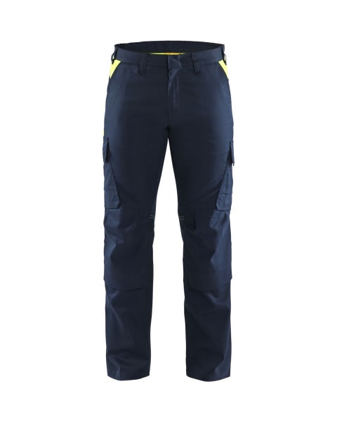 BLAKLAEDER - Industrie Arbeitshose Stretch mit Kniepolstertaschen Dunkel Marineblau/High Vis Gelb C60