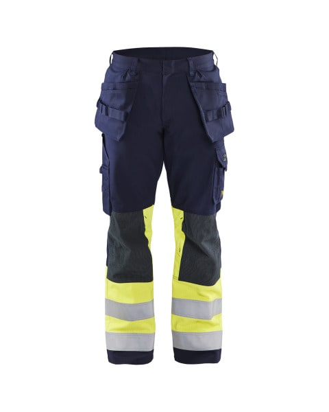 BLAKLAEDER - Multinorm Handwerker Arbeitshose Marineblau/ High Vis Gelb C156