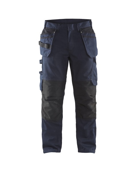 BLAKLAEDER - Service Arbeitshose mit Stretch und Nageltaschen Dunkel Marineblau/High Vis Gelb D108