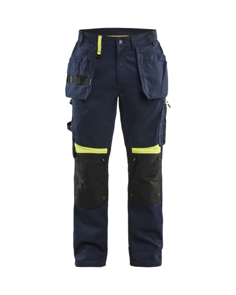 BLAKLAEDER - Handwerker Arbeitshose Dunkel Marineblau/High Vis Gelb C156