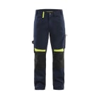 BLAKLAEDER - Handwerker Arbeitshose ohne Nageltaschen Dunkel Marineblau/High Vis Gelb D92