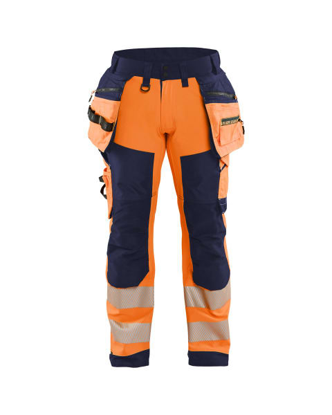 BLAKLAEDER - High Vis Softshell Arbeitshose High Vis Orange/Marineblau C154