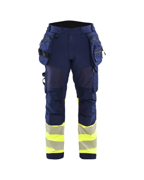 BLAKLAEDER - High Vis Arbeitshose Softshell Marineblau/ High Vis Gelb D92