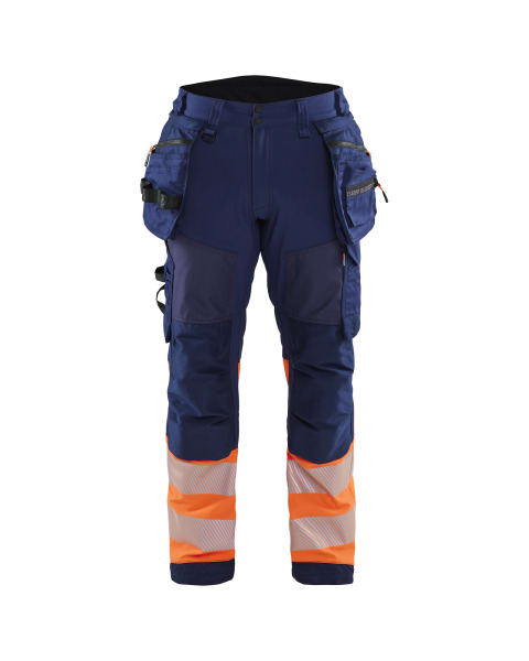 BLAKLAEDER - High Vis Arbeitshose Softshell Marineblau/Orange C156