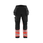 BLAKLAEDER - High Vis Arbeitshose Softshell Schwarz/High Vis Rot C150