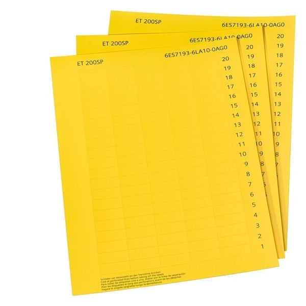 SIEMENS - SIMATIC ET 200SP Beschriftungsstreifen, Papier gelb 10 Bögen DIN A4 mit 1 000...
