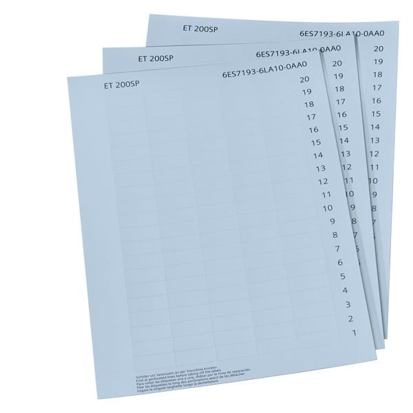 SIEMENS - SIMATIC ET 200SP Beschriftungsstreifen, Papier hellgrau 10 Bögen DIN A4 mit 1...