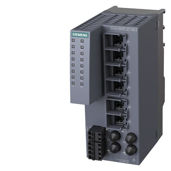 SIEMENS - SIPLUS NET SCALANCE XC106-2, unmanaged Switch, 6x RJ45, 2x MM ST/BFOC
