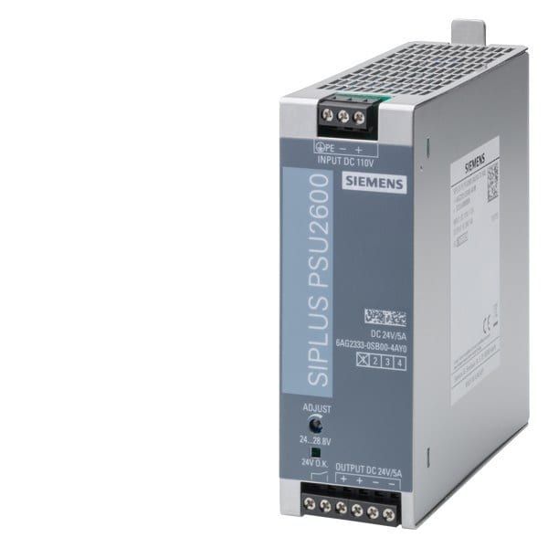 SIEMENS - SIPLUS PS PSU2600 24V/5A TX RAIL Eingang: 110 V DC, Ausgang: DC 24 V/5 A, -40...