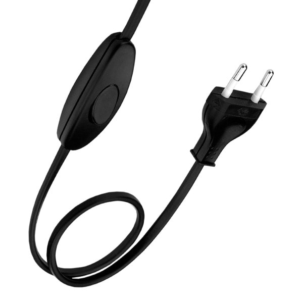 BAILEY - Anschlusszuleitung 120/80cm Schwarz Eurostecker & Schalter