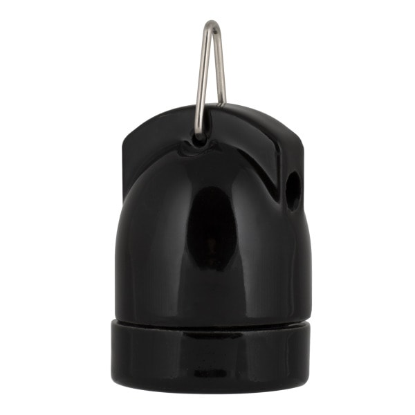 BAILEY - Fassung Porzellan E27 Schwarz + Hook