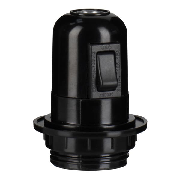 BAILEY - Fassung E27 Bakelit Teilgewinde + Schalter Schwarz