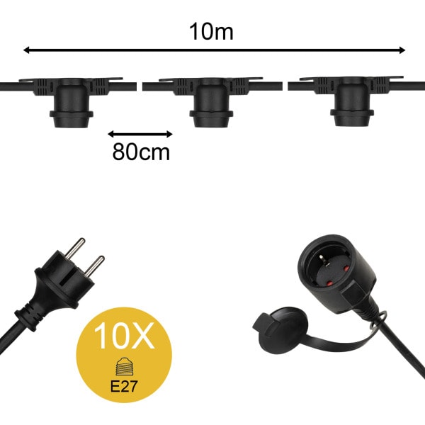 BAILEY - Lichterkette 10M 10Stk E27 IP44