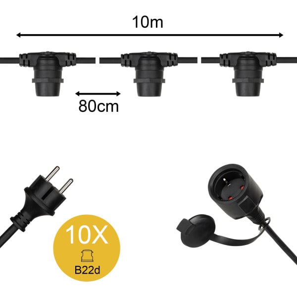 BAILEY - Lichterkette 10M 10Stk B22d IP44