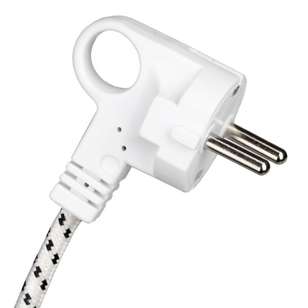 BAILEY - Textilkabel 3C 3M Weiß/Schwarz + Plug